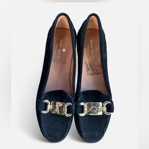 Kate Spade Suede Loafers with Gold Buckle